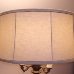 floor lamp, lampshade, linen, recovered