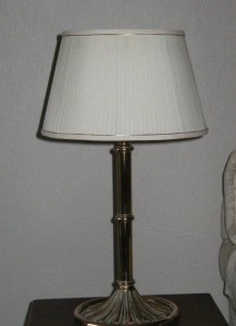 lamp, shade, pleated, repaired, new trim