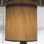 lampshade, drum, fabric, recessed wire, restored