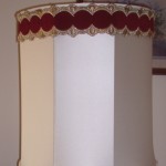 lampshade, large drum, fabric, recessed wire, silk, restored