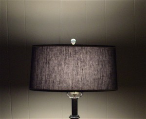 lampshade, black linen, ova