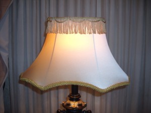 lampshade, repair, victorian, figurine, ivory silk cover