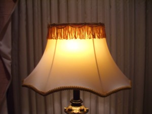 lampshade, repair, victorian, silk gold liner