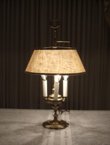 lampshade, desktop, restored, linen, repair