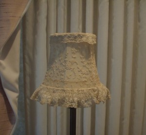 lampshades, embroidered lace, candlelight, sconce , restored