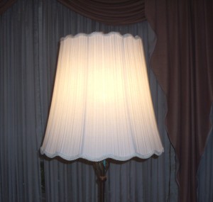 lampshade, pleated, scallop, large, shade, restored, repaired