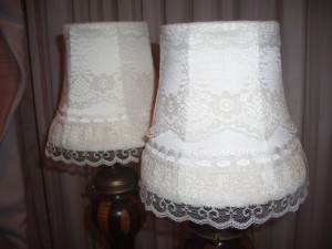 lampshades, candlelight, sconce, lace, restored