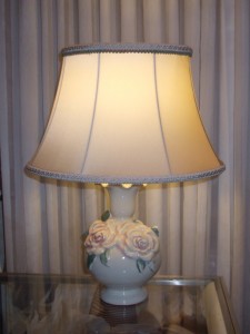 lamp base, lampshade, silk, sweetheart, ceramic base