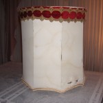 lampshade, vintage, antique, drum, velvet trim, repair, restore