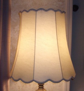 lampshade, bell, scallop, shantung, flat finish, repair, restored