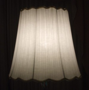 lampshade, pleated, muslin, restored, repair