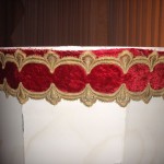 lampshade, vintage trim, red velvet, old gold, restore