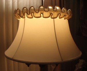 lampshade, bell, ruffle, valance, vintage, repair, restore