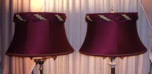 lampshades, bell, valance, vintage, antique, burgundy, silk, restore, repair