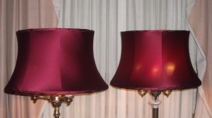 lampshades, bell, vintage,  restore, silk , burgundy