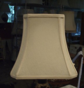 lampshade, cut corner, linen, vintage, shade