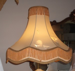 lampshade, victorian, fringe, vintage, recover, restore, repair