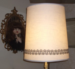 lampshade, vintage, recover, replace, restore, ivory linen