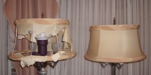 lampshades, recover, damaged, bell,  recover, repair, restore