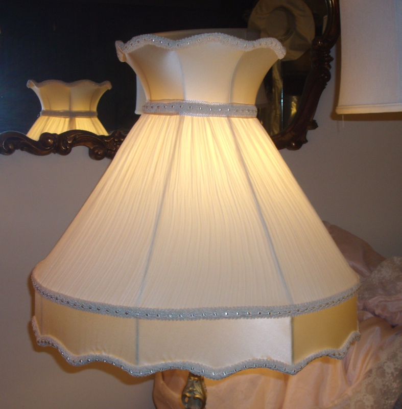 lampshade, victorian, crown, pleated, silk, vintage, restore
