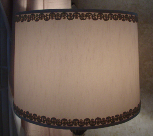 lampshade, rembrandt, vintage, trim, restore, fabric laminated styrene cover