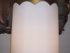 lampshade, shantung, styrene, tall, drum, vintage, trim, restored, repaired