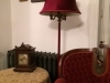 lampshade, vintage, burgundy, valance, bell restored