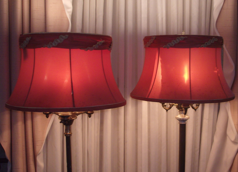 lampshades, vintage, bell, valance, torch floor lamp