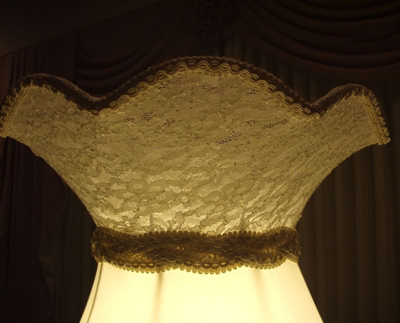 lampshade, victorian, crown, lace, silk, fringe, restore, repair