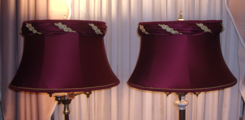 lampshades, vintage, bell, valance, torch floor lamp, repair, restore, recover