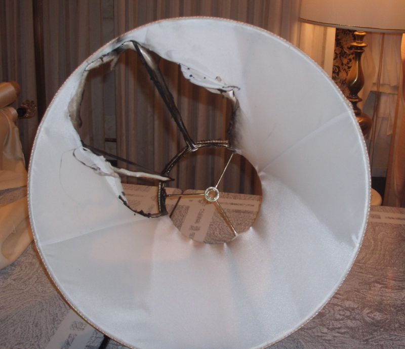 Fabric Lampshade Lighting Safety Caution, How To Fix A Broken Lampshade Frame