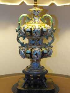 lamp, base, vintage, victorian, gold, ceramic