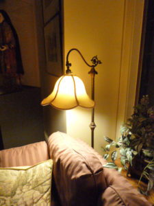 gooseneck, floor, lamp, restored